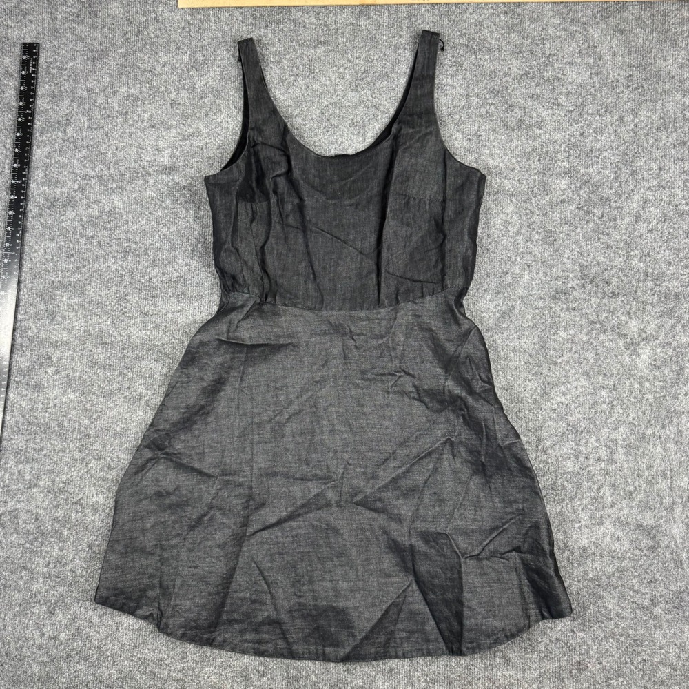 Gap Dress Womens 12 Black Linen Blend Sleeveless Fit & Flare Mini Scoop Neck